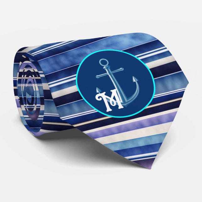 Cravate Collection de rayures de bateaux bleus de la Marin (Roulé)