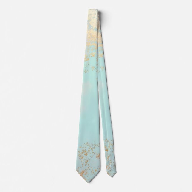 Cravate Collection Luxe Moderne Rose Pâle Menthe Douce Or (Devant)
