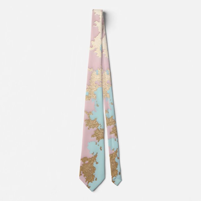 Cravate Collection Luxe Rose Pâle Menthe Or Populaire (Devant)