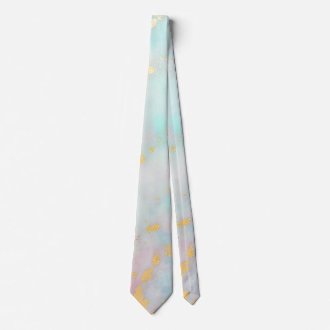 Cravate Collection Luxe Rose Pâle Menthe Or Tendance (Devant)