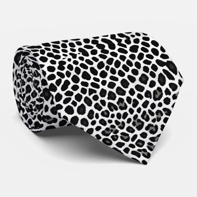 Cravate Collection Luxe White Leopard Elégante (Roulé)