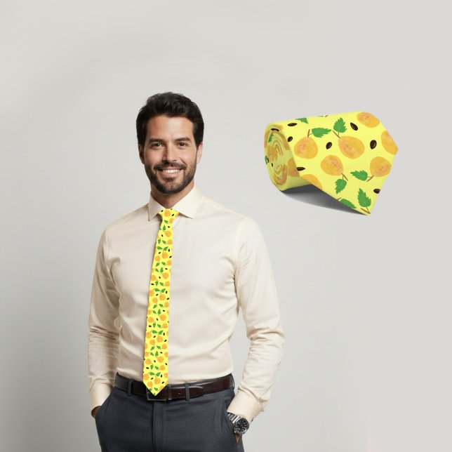 Cravate Collection Poires Dorées Jaune Clair (Créateur téléchargé)