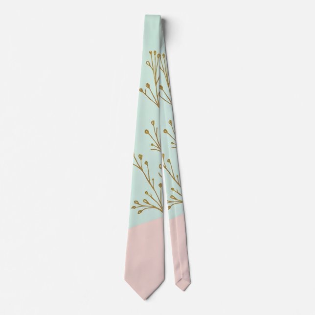 Cravate Collection Tendance Abstraite Rose Pâle Menthe (Devant)