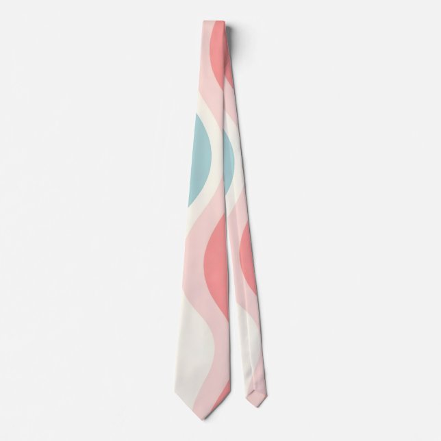 Cravate Collection Tendance Abstraite Rose Pâle Menthe (Devant)