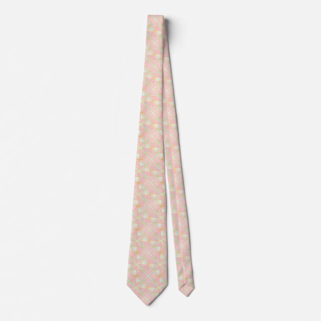 Cravate Collection Tendance Luxe Rose Pâle Menthe Or (Devant)