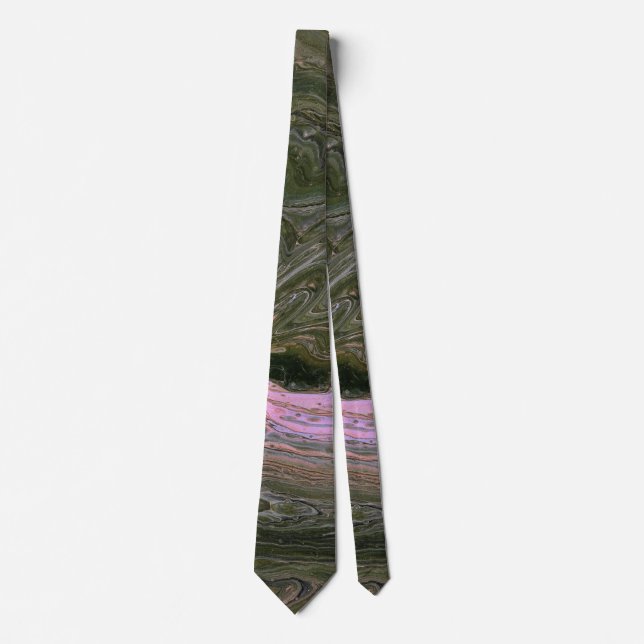 Cravate Collet de chien de cour 2 Rose vert abstrait (Devant)