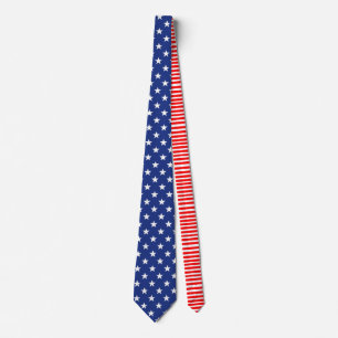 Cravate Collets de chemise - Étoiles Bleu/Blanc/Rayes Roug