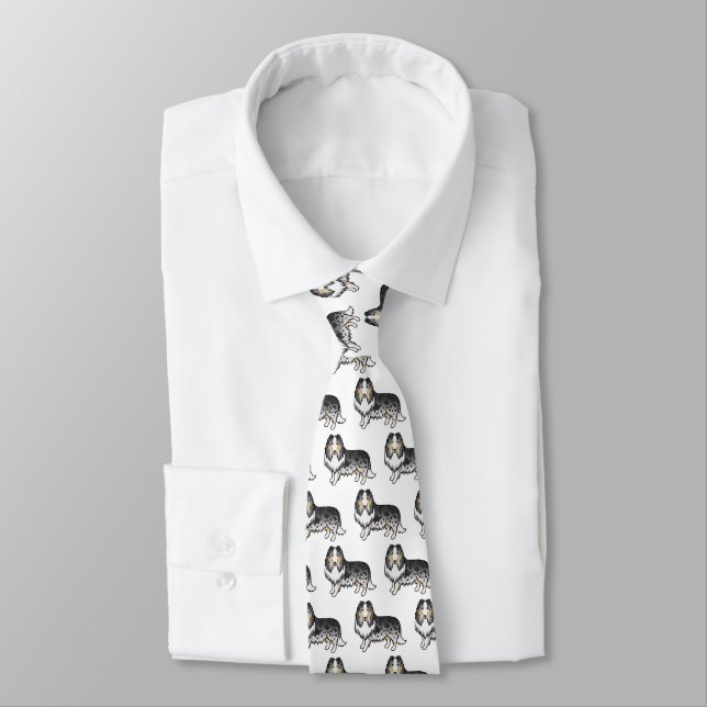 Cravate Colley Rough Blue Merle Mignon Motif Chien de Dess (Attaché)