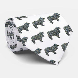 Cravate Collie Rough Chien Jaune & Noir Grille Blanc Crava
