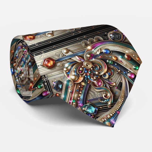 Cravate Collier Art Déco Art Nouveau Circuit imprimé arc-e (Roulé)