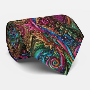 Cravate Collier Art Nouveau arc-en-ciel Circuit imprimé
