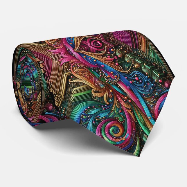 Cravate Collier Art Nouveau arc-en-ciel Circuit imprimé (Roulé)