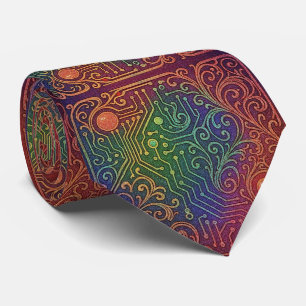 Cravate Collier Art Nouveau arc-en-ciel Circuit imprimé