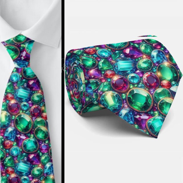 Cravate Collier de gemme | Couleurs de ton de bijou (Créateur téléchargé)