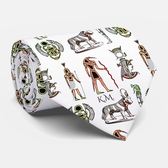Cravate Collier de Hiéroglyphes Égyptiens Cadeau Unique Mo (Roulé)