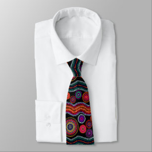 Cravate Coloré Moderne Australien Dot Art Tribal Motif