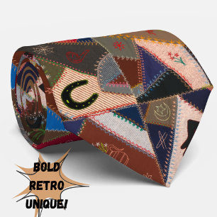 Cravate Coloré Vintage Patchwork Quilt Retro Motif