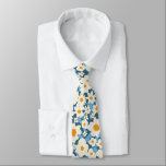 Cravate Colorful Boho Blue Yellow White Floral Wedding<br><div class="desc">A vintage-inspired tie featuring bold cream and mustard flowers on a soft blue background. Perfect for groomsmen,  retro weddings,  or anyone who loves mid-century style with a playful twist. The mod floral pattern brings personality and charm to any outfit,  from casual celebrations to polished formalwear.</div>