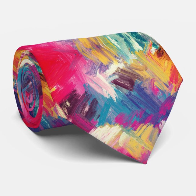 Cravate Colorful Brush Strokes (Roulé)