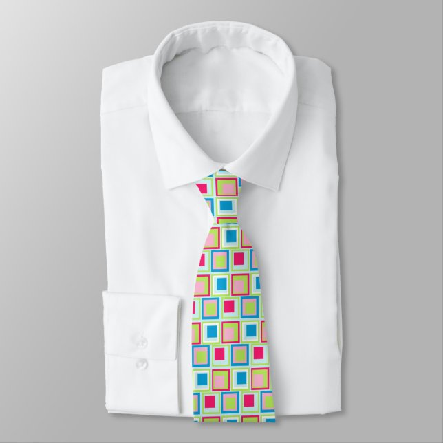 Cravate Colorful Retro Squares Tie (Attaché)