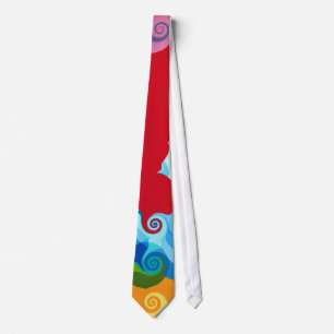 Cravate Colorful Retro Swirl Painting Abstract Art