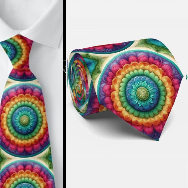 Cravate Colorful Tie | Rainbow Wheel Neck Tie (Créateur téléchargé)
