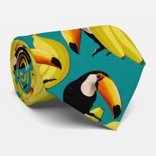 Cravate Colorful Tropical Toucan Birds Fun Yellow & Teal