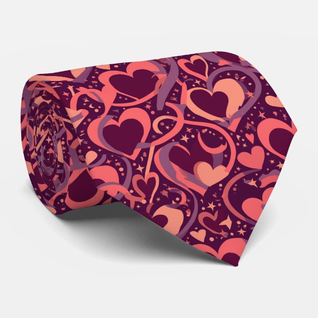 Cravate Colorful Valentine Hearts Seamless Pattern Bold (Roulé)