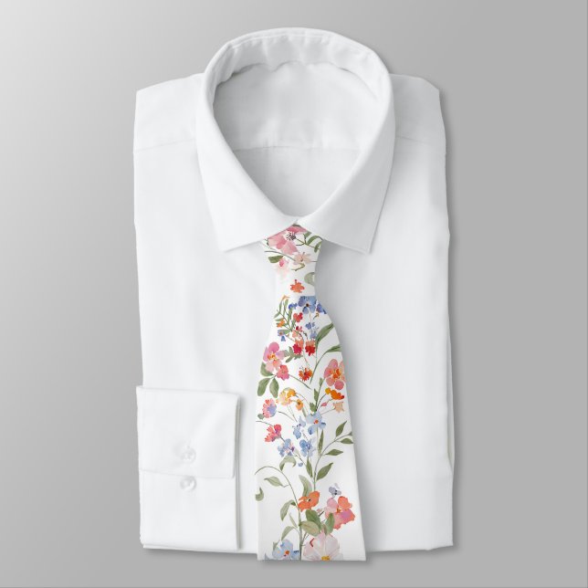 Cravate Colorful Wildflower Floral Wedding Groomsmen Gift (Attaché)