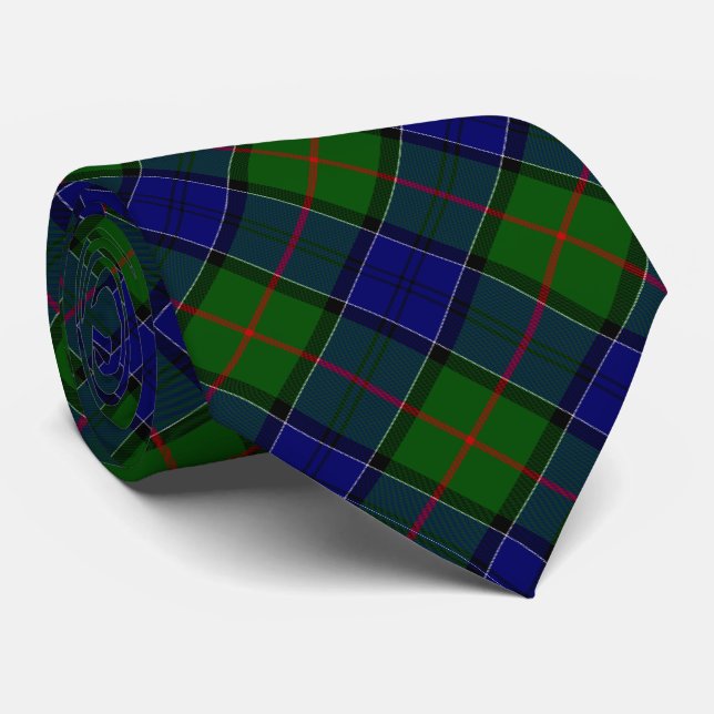 Cravate Colquhoun tartan bleu vert plaid (Roulé)