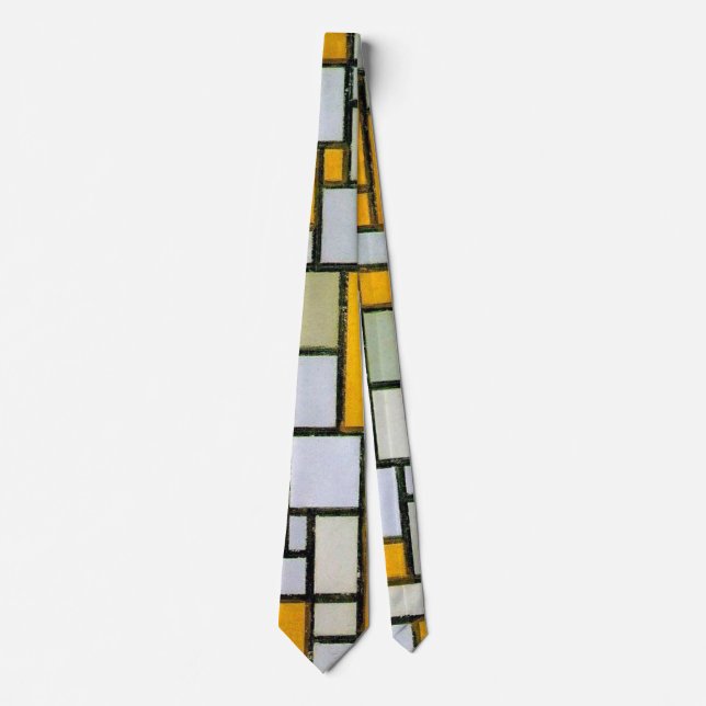 Cravate Composition Jaune et gris, Mondrian (Devant)