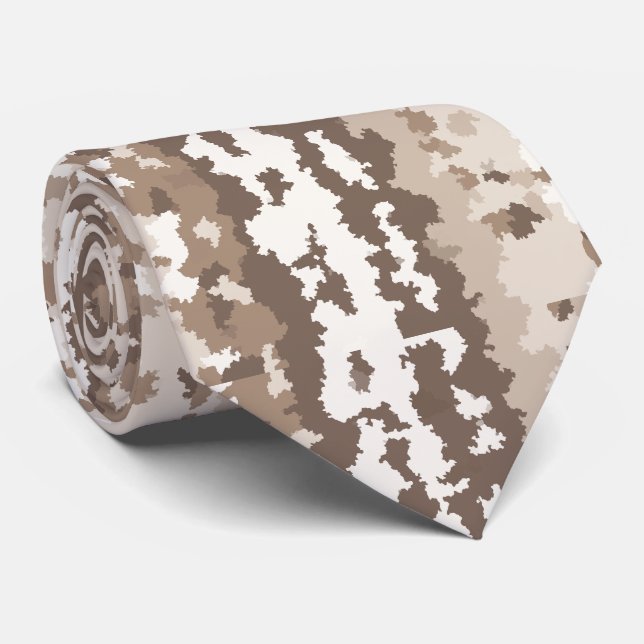 Cravate Conception Abstraite Irrégulière Camo Terre Neutre (Roulé)