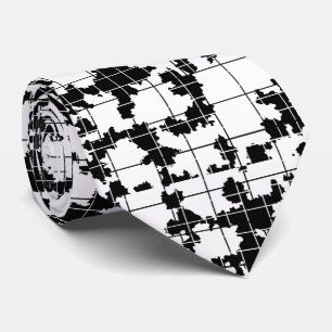 Cravate Conception d'art abstrait organique noir et blanc