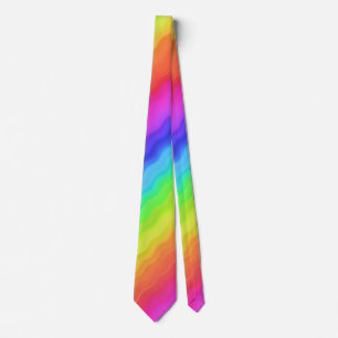 Cravate Conception de arc-en-ciel coloré diagonal ondulé