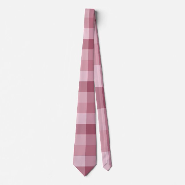 Cravate Conception de carreaux à carreaux en gingham rose (Devant)