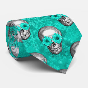 Cravate Conception de la série Turquoise Skulls et Tournes