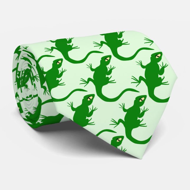 Cravate Conception de lézard vert (Roulé)