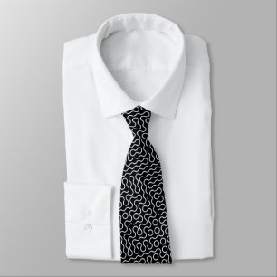 Cravate Conception de lignes Wavy en noir et blanc