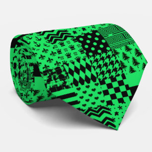 Cravate Conception de maquette Motif mixte en noir vert