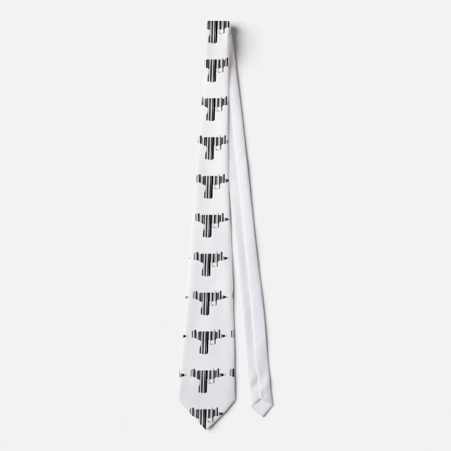 Cravate Conception de motif de code-barres de pistolet UZI (Devant)