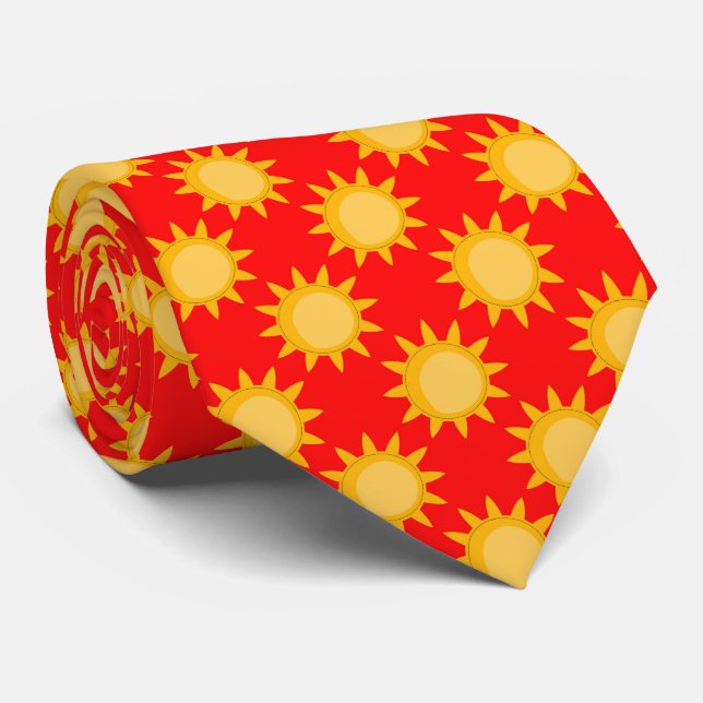 Cravate Conception de motif de soleil ensoleillé sur fond  (Roulé)