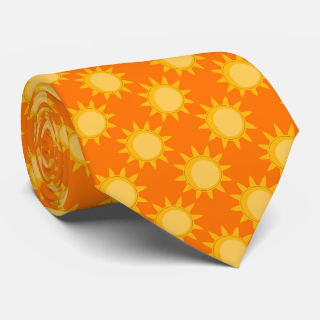 Cravate Conception de motif de soleil ensoleillé sur orang (Roulé)