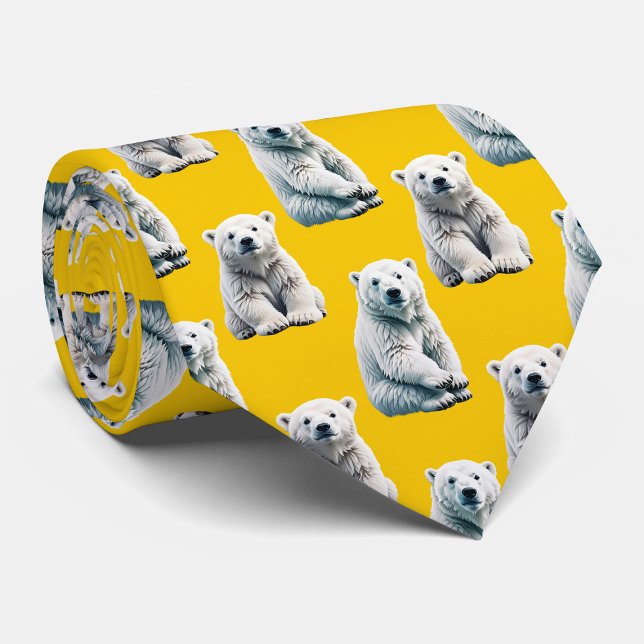 Cravate Conception de motif d'ours polaire jaune  (Créateur téléchargé)