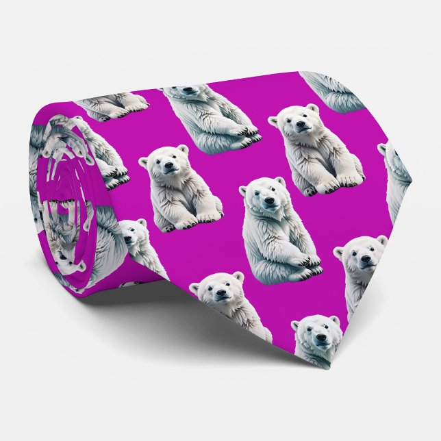 Cravate Conception de motif d'ours polaire violet  (Créateur téléchargé)