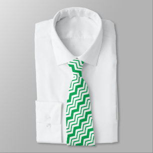 Cravate Conception de motif en chevron zigzag blanc vert
