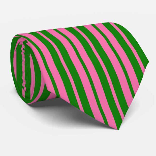 Cravate Conception de motif rayé stylé rose vert  (Créateur téléchargé)