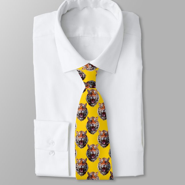 Cravate Conception de motif tête de tigre jaune  (Créateur téléchargé)