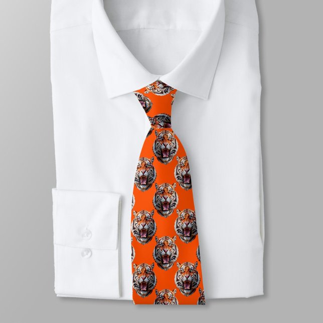 Cravate Conception de motif tête de tigre orange  (Créateur téléchargé)