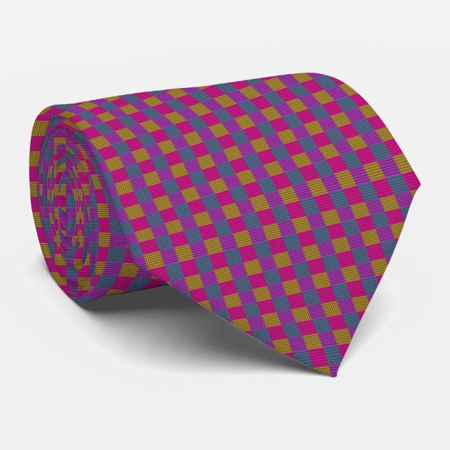 Cravate Conception de tartan à carreaux violet rose bleu, (Roulé)