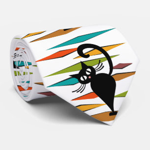 Cravate Conception du chat noir du milieu du siècle